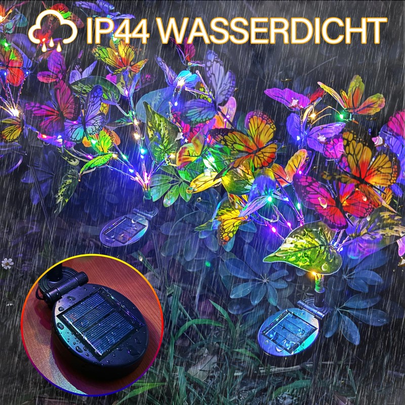 TOTHDATE 2 x Solar Butterflies for Outdoors, Coloured Light Butterflies