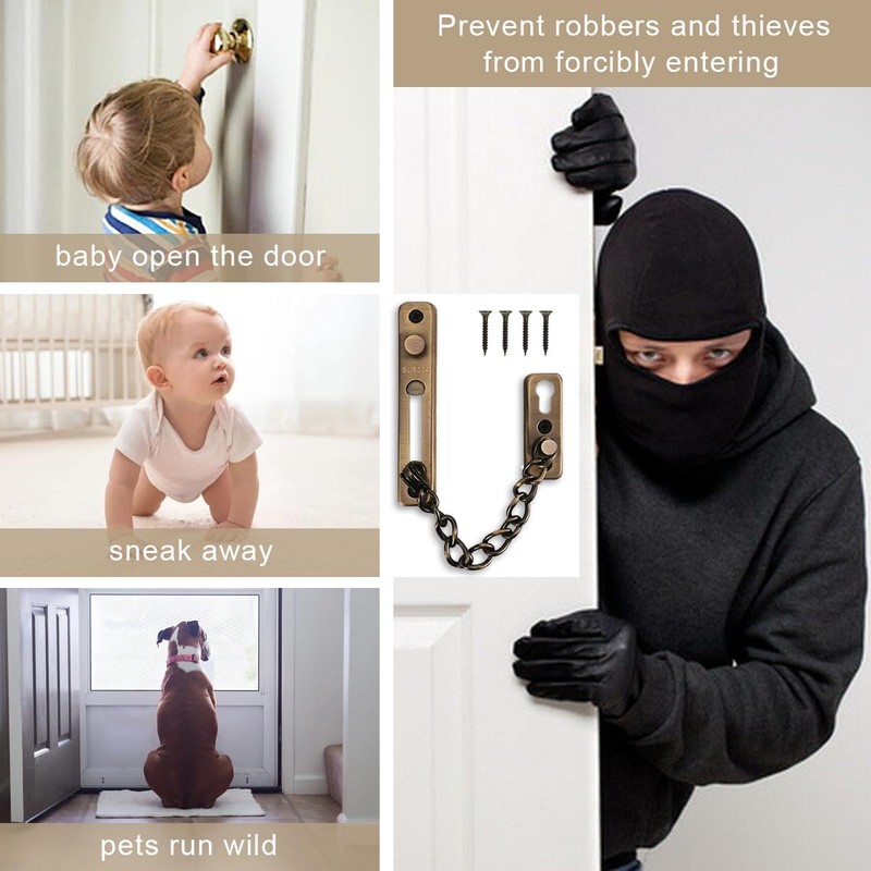 Anti-Theft Chain 304 Stainless Steel Door Chain with Screw Door