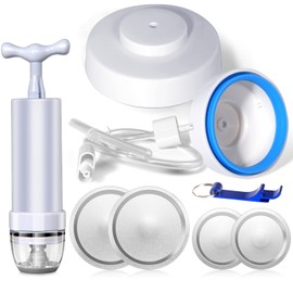 Prettyia Mason Jar Sealer and Accessory Hose Compatible with FoodSaver Vacuum, a Manual Portable Pump Can Opener, Kit for Ball Regular & Wide-Mouth, kitchen Tools, White