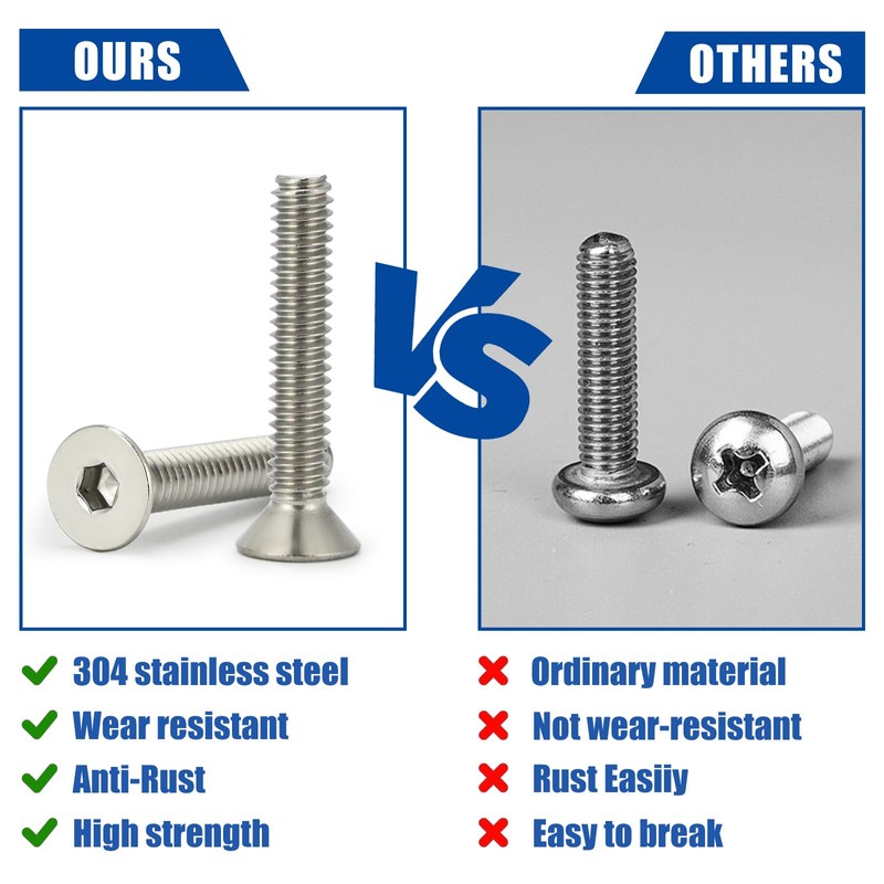 50 Pcs 1/4-20 x 1 Flat Head Socket Cap Screws