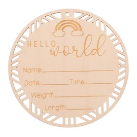LIFKOME Natural Wood Birth Announcement Sign Round Newborn Name Plaque Photo Prop for Nursery and Shower Decorations Milestone Keepsake