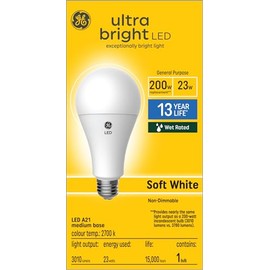 GE Ultra Bright LED 200 Watt Replacement, Soft White, A21 General Purpose Bulb (1 Pack)
