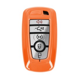 Hoolcar Key Fob Cover Case Key Holder Shell Remote Control Smart Key Fob Protector Compatible with 2018-2022 Ford F150 Explorer, 2021-2022 Ford Bronco, Orange, Orange, Small