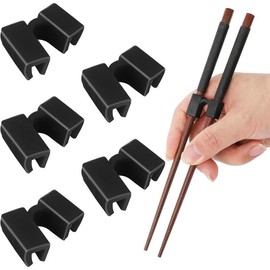 6 Pairs Reusable Chopsticks Helper,Chopsticks Trainer Training Chopsticks for Adults Training Chopstick Hinges Connector, Non-Slip and Portable Practice Chopsticks(Black) - Color: black