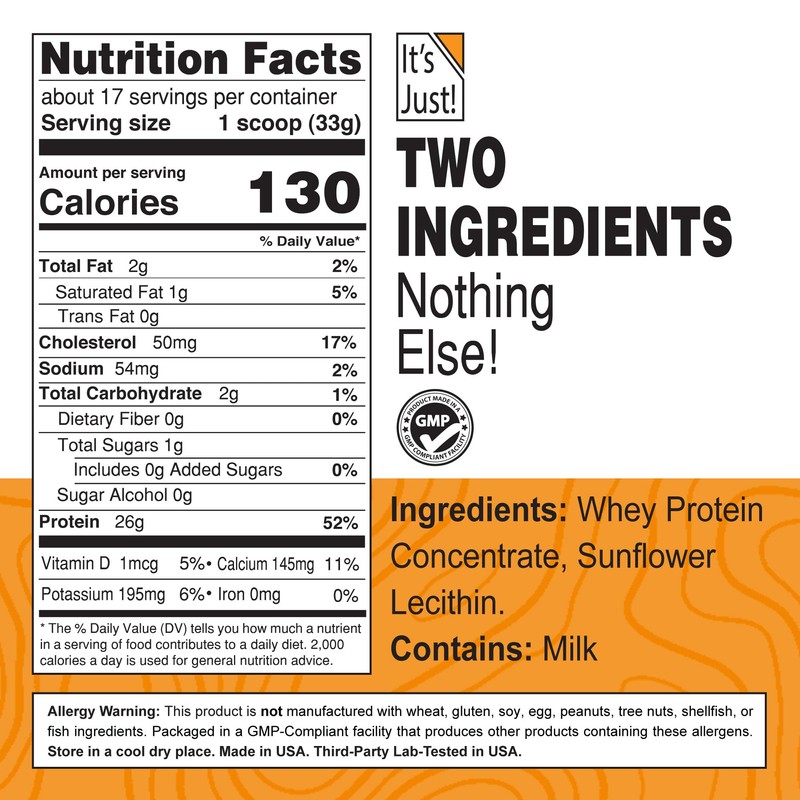 It's Just! - 100% Whey Protein Concentrate, Made in USA,