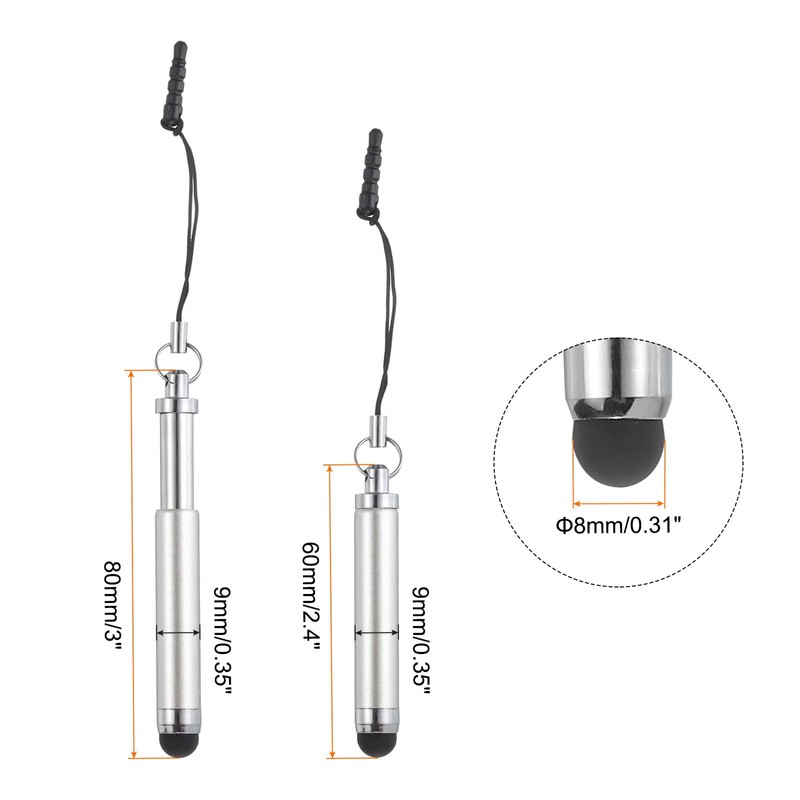 QUARKZMAN 5 Pack Metallic Stylus Pen, Retractable Mini Capacitive Aluminium