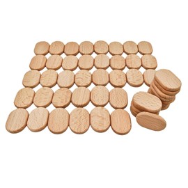 Unfinished Blank Wood Pieces Laser Engraving Blanks, Beech Wooden Blank Tags Without Hole Wooden Cutouts Slices for DIY Craft Supplies Painting Ornaments (Oval 50pcs)
