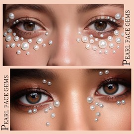 Teenitor Face Gems Hair Pearls Rhinestones for Makeup Festival Face Jewels Hair Jewels, 1300PCS Self-Adhesive Rhinestones and Gems for Face, Hair, Body, Eye