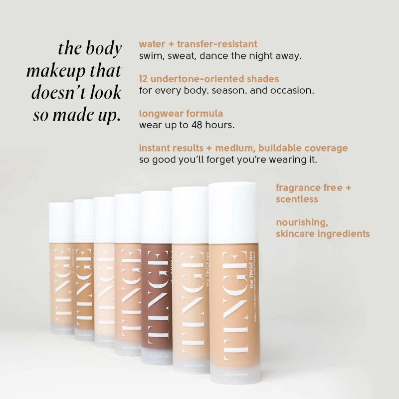 Tinge Tint Body Makeup Tan Warm Coverage Cream Amino Acids