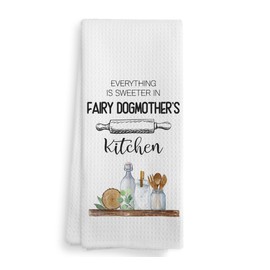 NOQL Fairy Dogmother's Kitchen Towels and Dishcloths for Dog Lovers, Fairy Dogmother Gifts Gift for Mothers Day Christmas Birthday, Dog Aunt Drying Cloth Hand Towels Tea Towels for Kitchen, 16×24 Inch