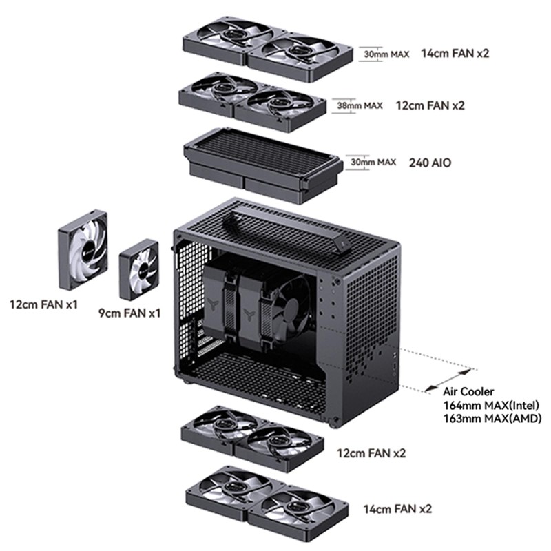 JONSBO/JONSPLUS Z20 Mesh Black Micro-ATX Mini Tower PC Case,with Detachable