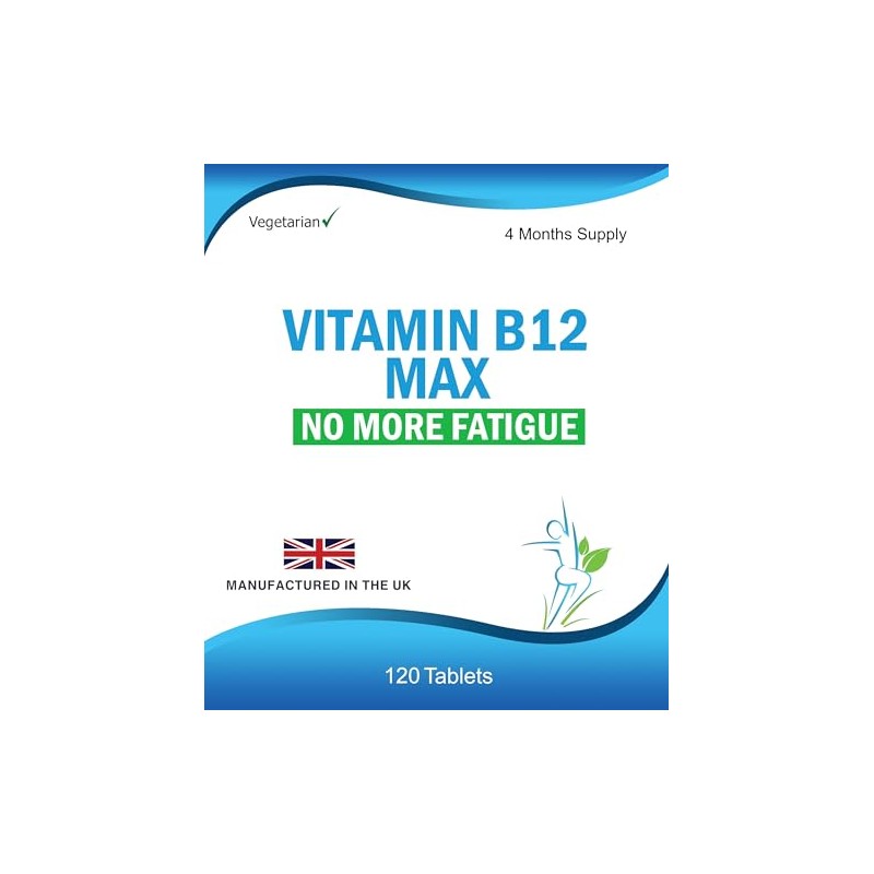 Vitamin B12 Max Supplement, 120 Tablets, 4 Months Supply, Vegetarian,