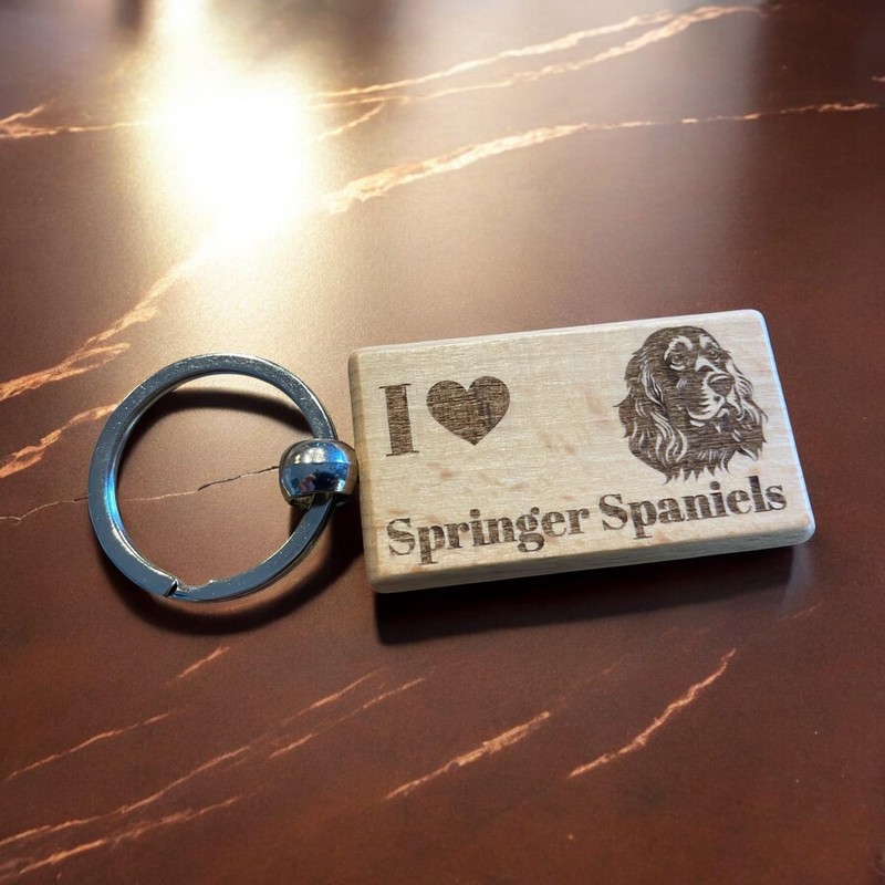 Ashton and Finch I Love Springer Spaniels Keyring – Wooden