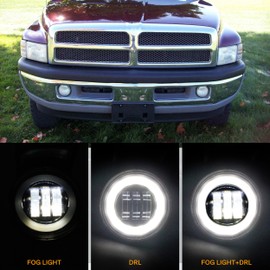 KAKABAS LED Fog Lights with DRL for Dodge Ram 1500/2500/3500 1994-2002, Bumper Driving Lamps, 2PCS