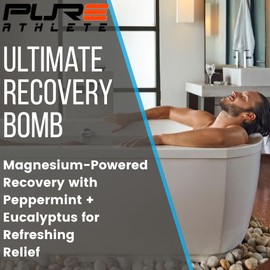 Pure Sport Refreshing Peppermint Bath Bombs - Magnesium Epsom Salt and Natural Essential Oils for Soaking, Best Relaxation Birthday Gifts, Post Workout Muscle Recovery Soak for Athletes, Made in USA