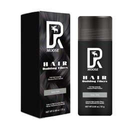 DRMoose Hair Building Fibres – Conceals Thinning Hair – Natural Cotton – Grey – 25g – Men & Women/Fibres Capillaires – Gris – 25g