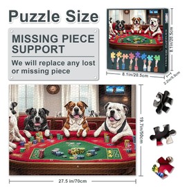 Puzzle 1000 Pieces - Cute Dogs Playing Poker in Casino 1000 Puzzle, Skill Game for the Whole Family, Adult Puzzle from 6 Years, Finished Size 50 x 70 cm