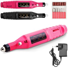 Electric Nail Drill Machine Bits 24File Tool Kit Machine Manicure Art Pen Shaper USB Nail File Drill Kit for Acrylic, Gel Nails, Manicure Pedicure Tools with 6 Bits and Sanding Bands (Pink)