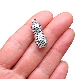 Bohemian Findings 4 Huge Peanut Charms Antique Silver Tone 3D - SC2251