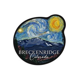 Die Cut Sticker Breckenridge, Colorado, Pikes Peak, Starry Night, Contour Vinyl Sticker 3 to 6 inches, (Waterproof Decal for Cars, Water Bottles, Laptops, Coolers), Large