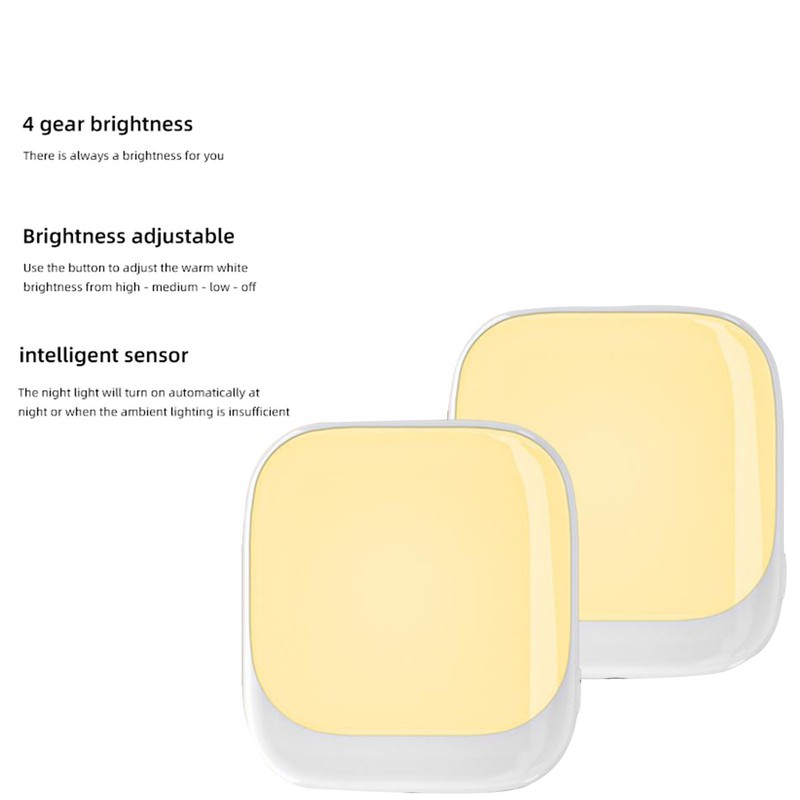 2pcs LED Sensing Night Light 2700K Soft White Plug in