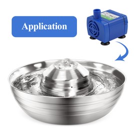 Diealles Shine USB Cat Fountain Pump, Quiet Replacement Pump, Cat Fountain, Cat Drinking Fountain Pump for 2 L Cat Fountain, Stainless Steel