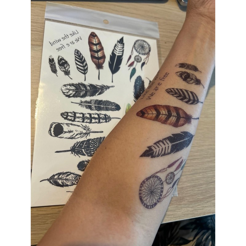 Temporary Feather Tattoo Dream Catcher Tattoo Fake Tattoo Total 22