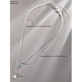Vurotry Layered Evil Eye Necklace for Women The evil Eye Pendant Hamza Pendant Exquisite Waterproof Lucky Protection Layered Hamsa Necklace Jewelry (silver)