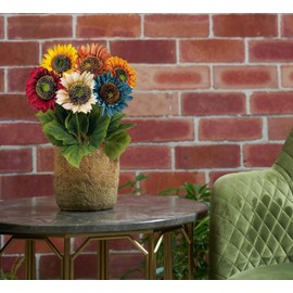 LILOCOO 6pcs Artificial Sunflowers Six Colors Fake Sunflowers Bouquet Vintage Fake Silk Sunflowers Large Sunflowers Decor for Wedding Party Garden Home Hotel Office