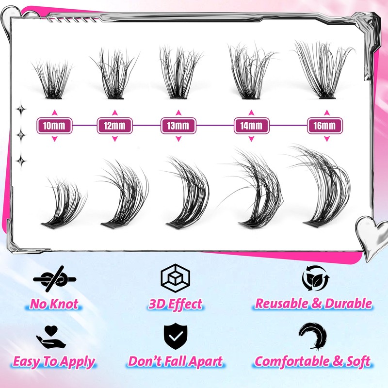 Lash Clusters 330Pcs Cluster Eyelash Extensions 40D Individual Lashes Fluffy