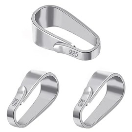 My-Bead Set of 3 Necklace Loops 925 Sterling Silver 9 mm Connector for Pendant Charms Pendant Loops Eyelets Jewellery Clasp DIY