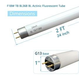 4pack 24 inch BL T8 F18W Fluorescent Black Light Blue Tube,2 ft 350BL Replacement TL-D 18W Actinic Bulb, G13 Base Bi-pin