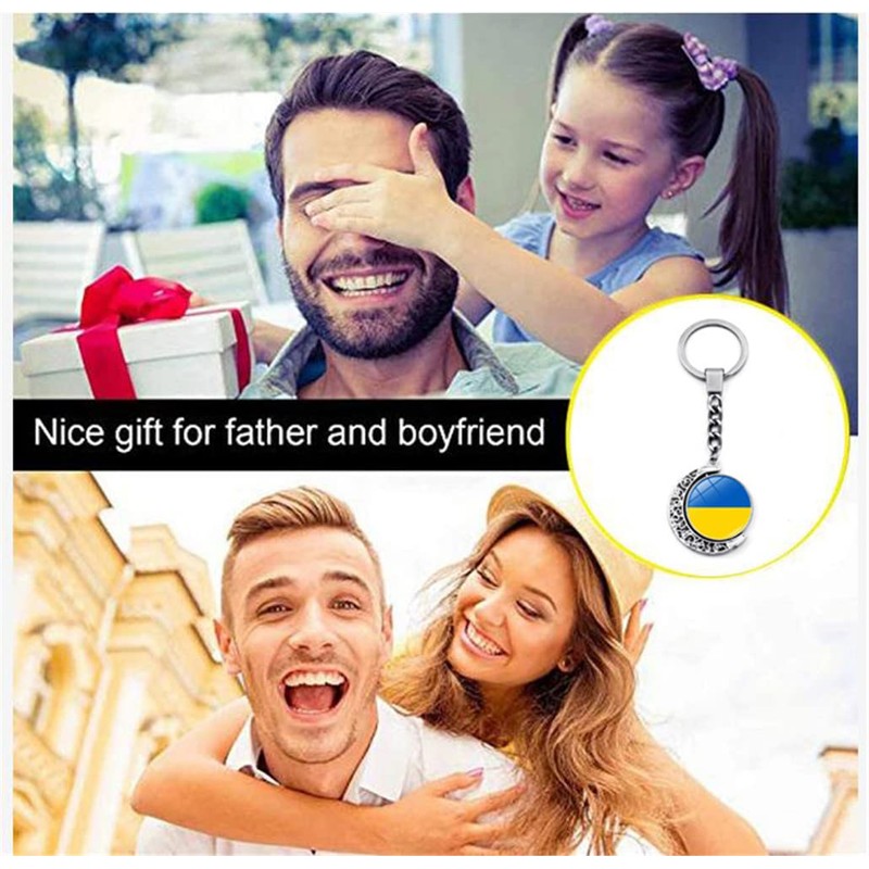 Ukraine Flag Key Chain Charms Crystal Keychains Keyrings Patriot Souvenir