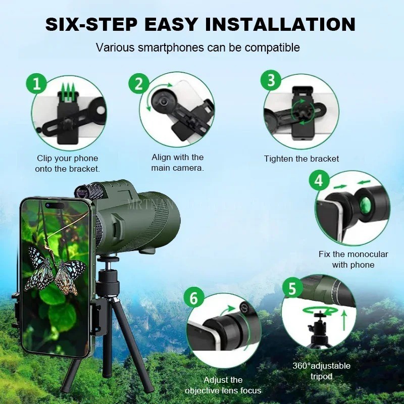 80x100 Portable Zoom HD Telescope Folding Long Distance Mini Powerful