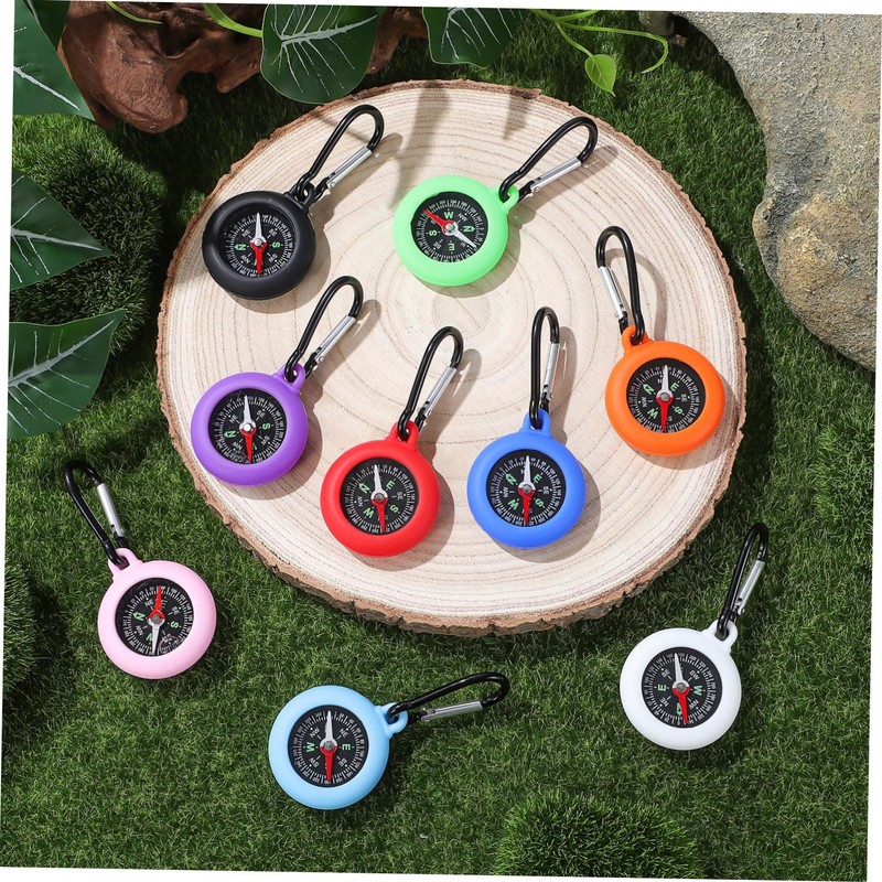 WHAMVOX 9pcs Mini Compass with Heavy Duty Carabiner Accurate Navigation