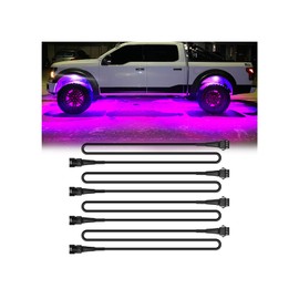 LD DARKEAGLE 4PCS 47inch/3.93FT RGB LED Rock Lights Extension Cables Wire Cord 4PIN Snap-on Connector Underglow Lights Multi-Color Waterproof 12V for Trucks Jeep UTV ATV Golf Cart Offroad SXS RZR