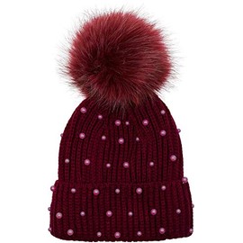 styleBREAKER 04024155 Women's Knitted Bobble Hat with Pearls and Fleece Lining -