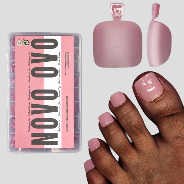 NOVO OVO Fake Toe Nail Tips Press on, Soft Gel