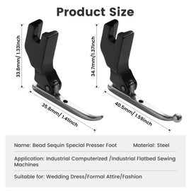 Bead Sequin Special Presser Foot, Wedding Dress Presser Foot with Beads/Without Beads, Sewing Machine Attachment for Lace, Tulle, Sequins, Fabrics