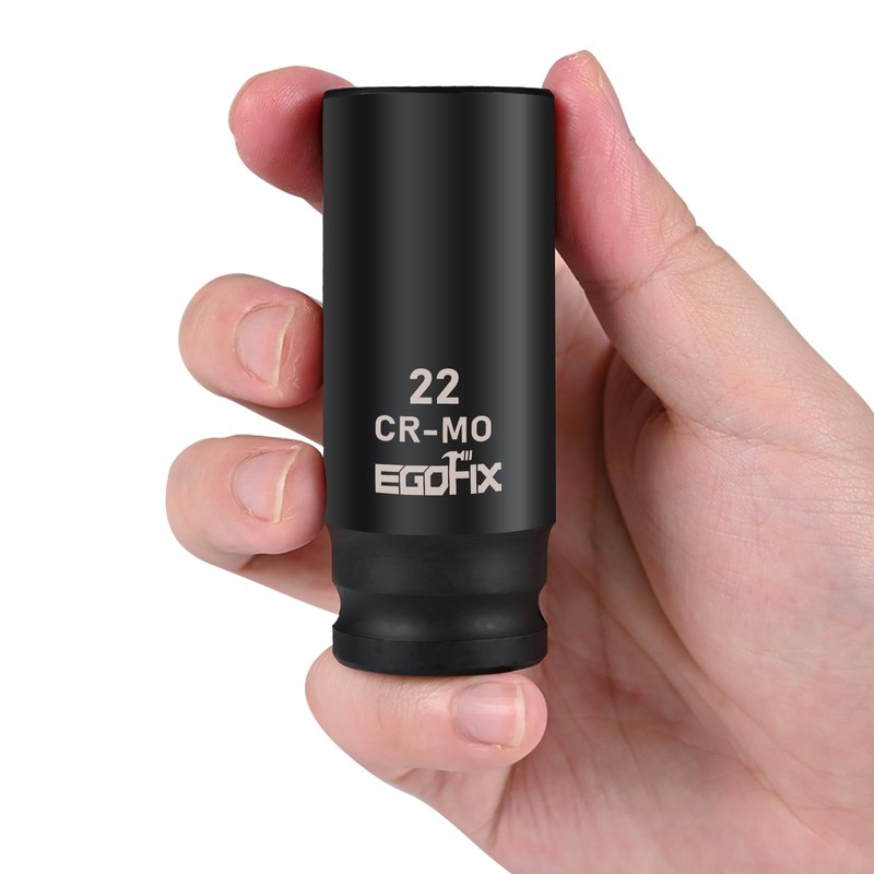 EGOFIX 1/2" Drive Deep Impact Socket, 22mm Socket, CR-MO, Metric,