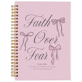 Ecezatik Coquette Pink Bow Notebook, Christian Notebook Journal, Girly Notebook, Pink Preppy Notebook Journal, Christian Gifts for Women, Pink Office Supplies, Spiral Notebook 5.5x8.3 Inch
