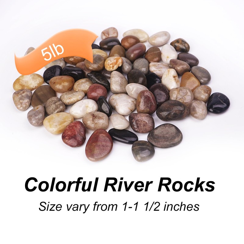 Pulovin 5 Pound Decorative Rocks for Planters, 1"- 1 1/2",