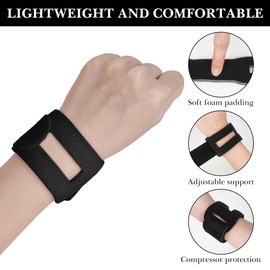 Adorila Wrist Brace for Carpal Tunnel, Adjustable Wrist Straps with Soft Pad for Women and Men, Support Wristband for Fitness, Sports (L, Black)