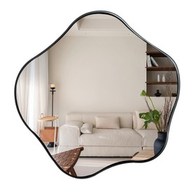 womilous Irregular Wall Mirror, 16" Asymmetrical Shaped Mirror, Round Mirrors Decorative, Modern Scalloped Mirrors for Living Room Bathroom Bedroom Hallway Entryway Fireplace