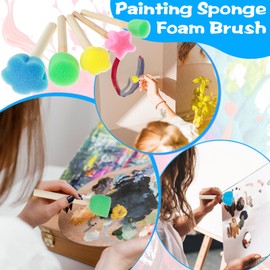 Nogeqi Pack of 20 Sponge Brushes Painting Children Sponge Dab Brush Set Foam Sponges Dab Brush Foam Brush for Painting for DIY Painting Craft Ceramic Tools
