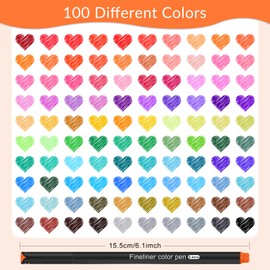 Fineliner Pens, 100 Colors Art Pens, Drawing Pens with 0.4mm Fine Tip for Writing, Coloring, Marking, Journaling at Home Office and School, Ideal Bullet Journal Accessory