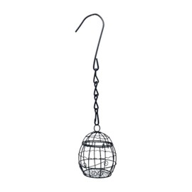 Outdoor Bird Nesting Ball,Metal Hanging Bird Cage,Outdoor Grid Bird Feeder,Garden Patio Nesting Ball,Design for Bird Lover Gifts,Bird Watching Gifts,Garden Ornament (Black, Large)