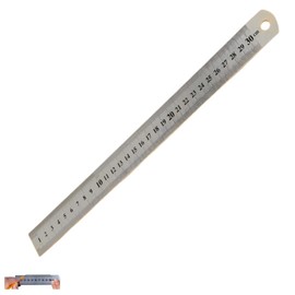 Steel Ruler, 11.8 inches (30 cm), Straight Ruler, Left and Right Side Scale with Hook Hole, Durable, DIY, For Cutting Work, Drafting, Measuring