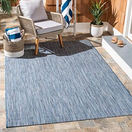 SAFAVIEH Courtyard Collection Area Rug - 4' Square, Navy & Grey, Non-Shedding & Easy Care, Indoor/Outdoor & Washable-Ideal for Patio, Backyard, Mudroom (CY8022-36821)
