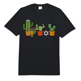 Hanukkah Cactus Succulent Chanukah Jewish Men Women Kids Comfort Colors Adult Heavyweight T-Shirt
